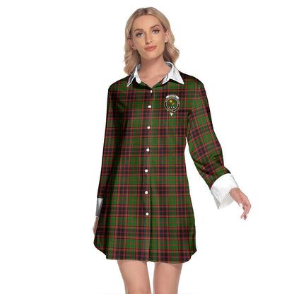 Buchan Modern Tartan Crest Lapel Shirt Dress Long Sleeve