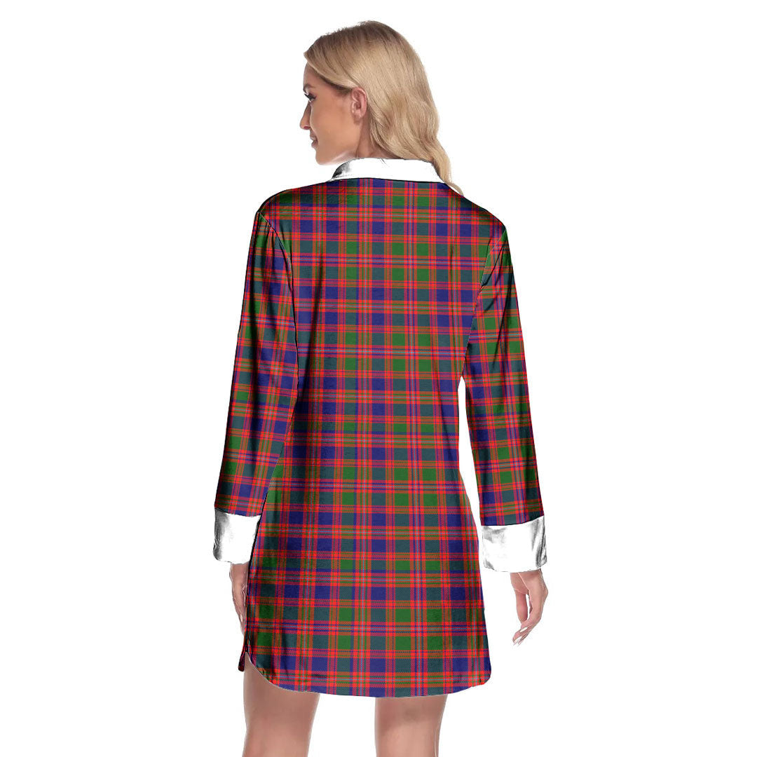 MacIntyre Modern Tartan Crest Lapel Shirt Dress Long Sleeve