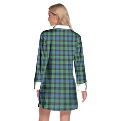 Mouat Tartan Plaid Lapel Shirt Dress Long Sleeve