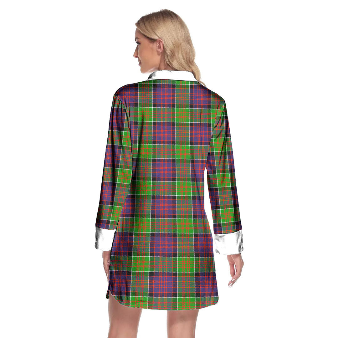 MacDonald of Clanranald Tartan Plaid Lapel Shirt Dress Long Sleeve