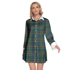 Allison Tartan Plaid Lapel Shirt Dress Long Sleeve