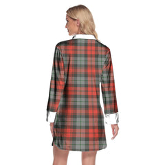 MacLachlan Weathered Tartan Plaid Lapel Shirt Dress Long Sleeve