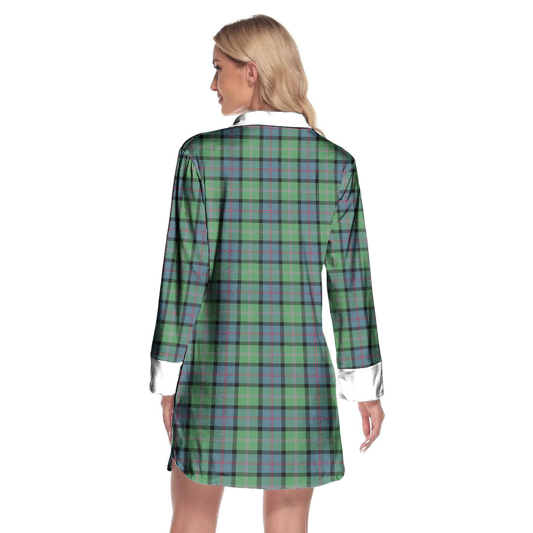 MacThomas Ancient Tartan Plaid Lapel Shirt Dress Long Sleeve