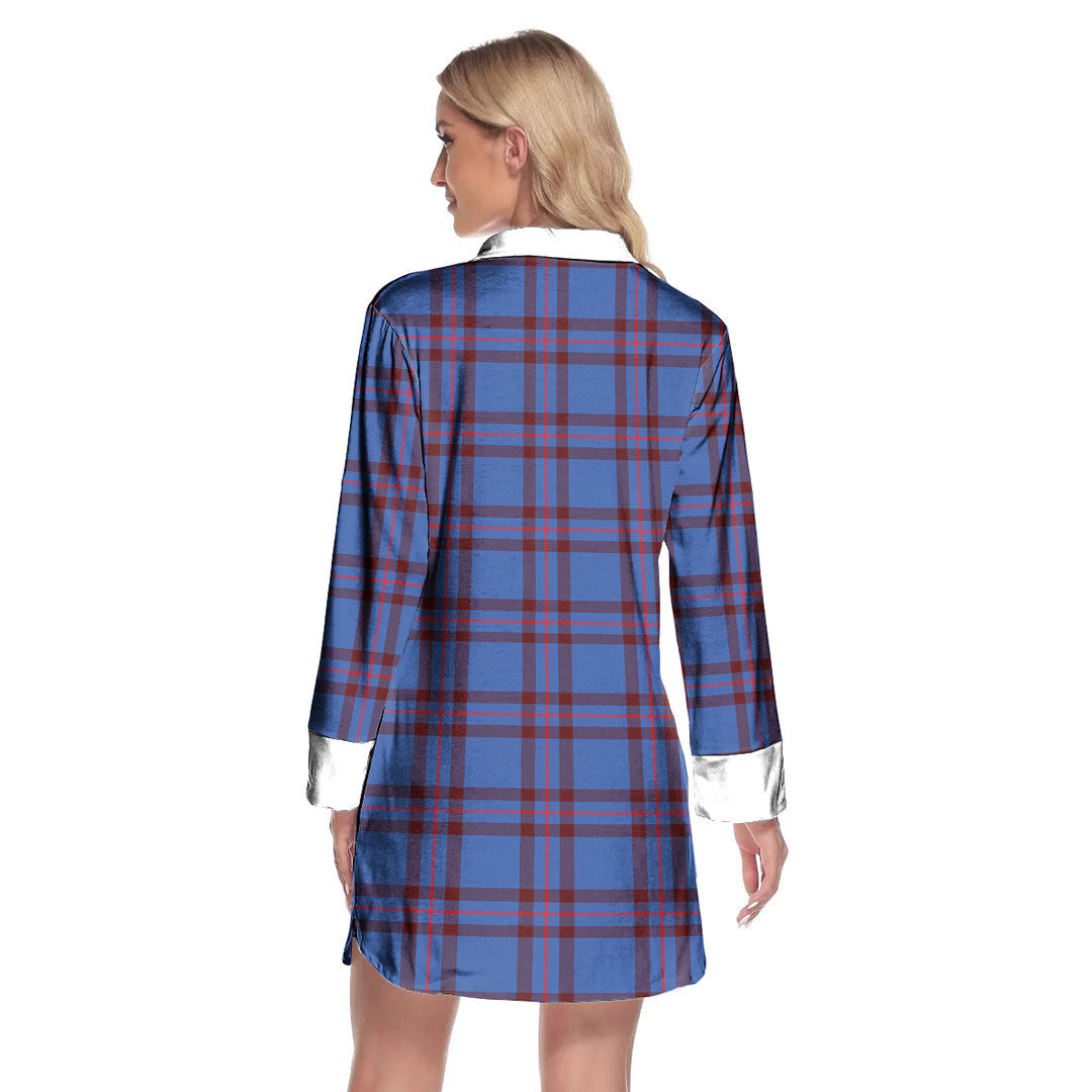Elliot Modern Tartan Plaid Lapel Shirt Dress Long Sleeve