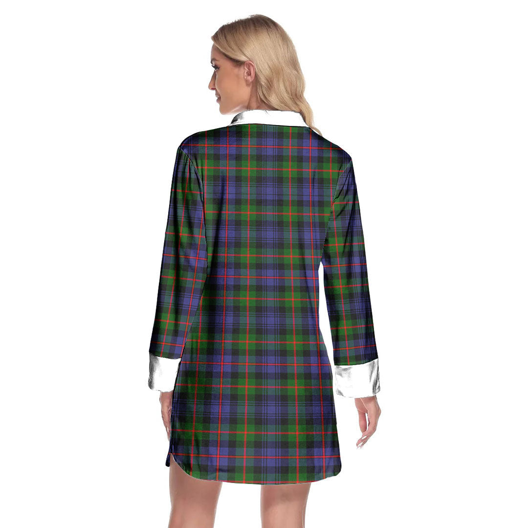 Murray of Atholl Modern Tartan Plaid Lapel Shirt Dress Long Sleeve