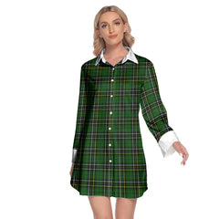 MacAlpine Modern Tartan Plaid Lapel Shirt Dress Long Sleeve