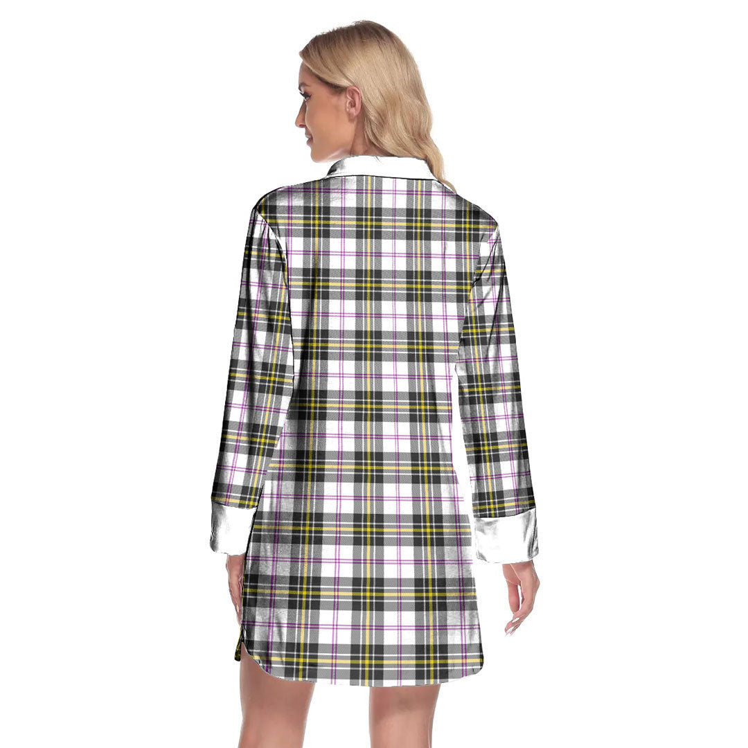 MacPherson Dress Modern Tartan Plaid Lapel Shirt Dress Long Sleeve