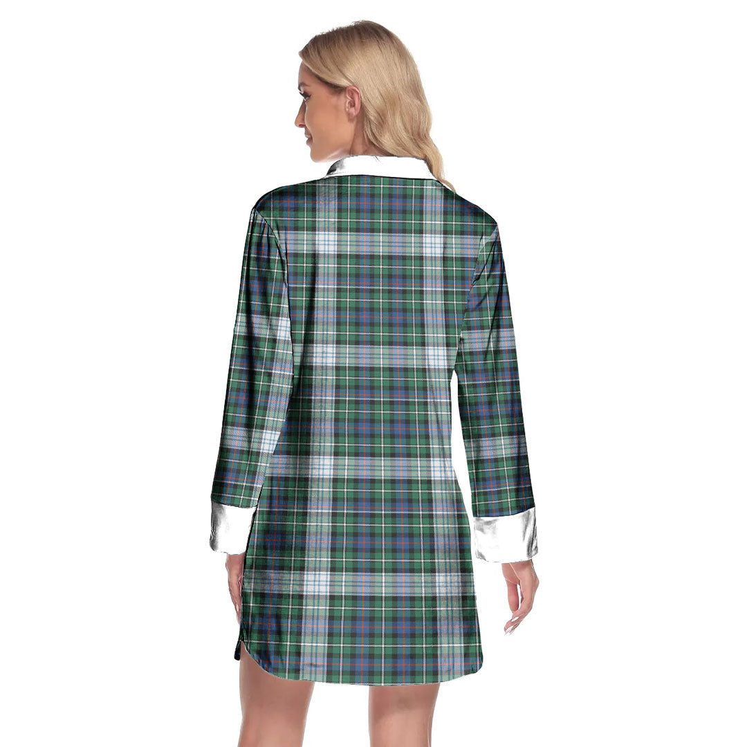 MacKenzie Dress Ancient Tartan Plaid Lapel Shirt Dress Long Sleeve