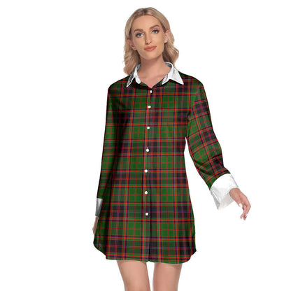 Buchan Modern Tartan Plaid Lapel Shirt Dress Long Sleeve