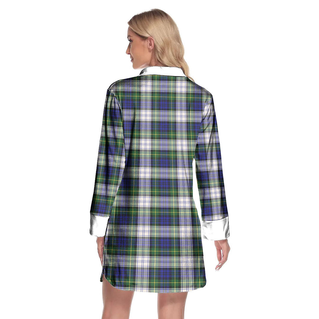 Gordon Dress Modern Tartan Plaid Lapel Shirt Dress Long Sleeve