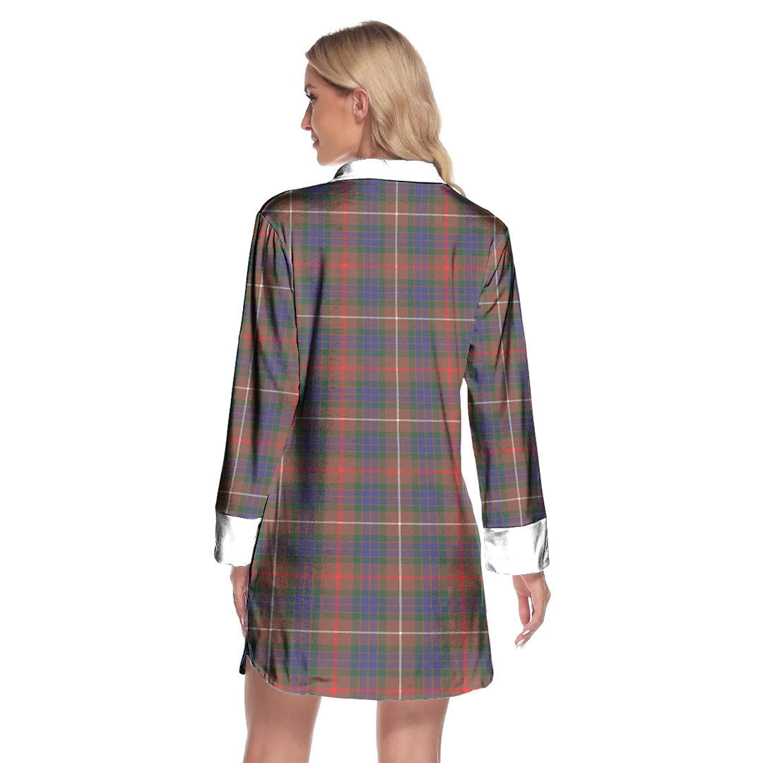 Fraser Hunting Modern Tartan Plaid Lapel Shirt Dress Long Sleeve