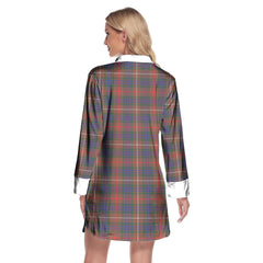 Fraser Hunting Modern Tartan Plaid Lapel Shirt Dress Long Sleeve