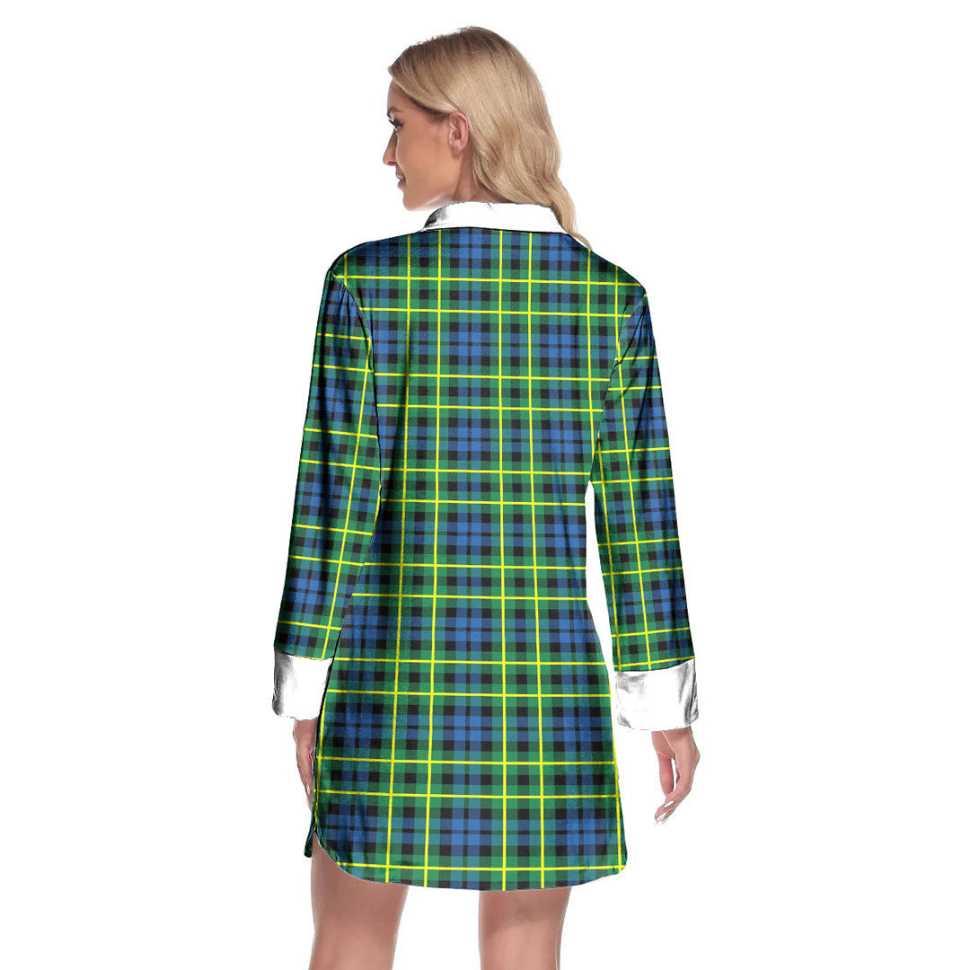 Campbell of Breadalbane Ancient Tartan Plaid Lapel Shirt Dress Long Sleeve