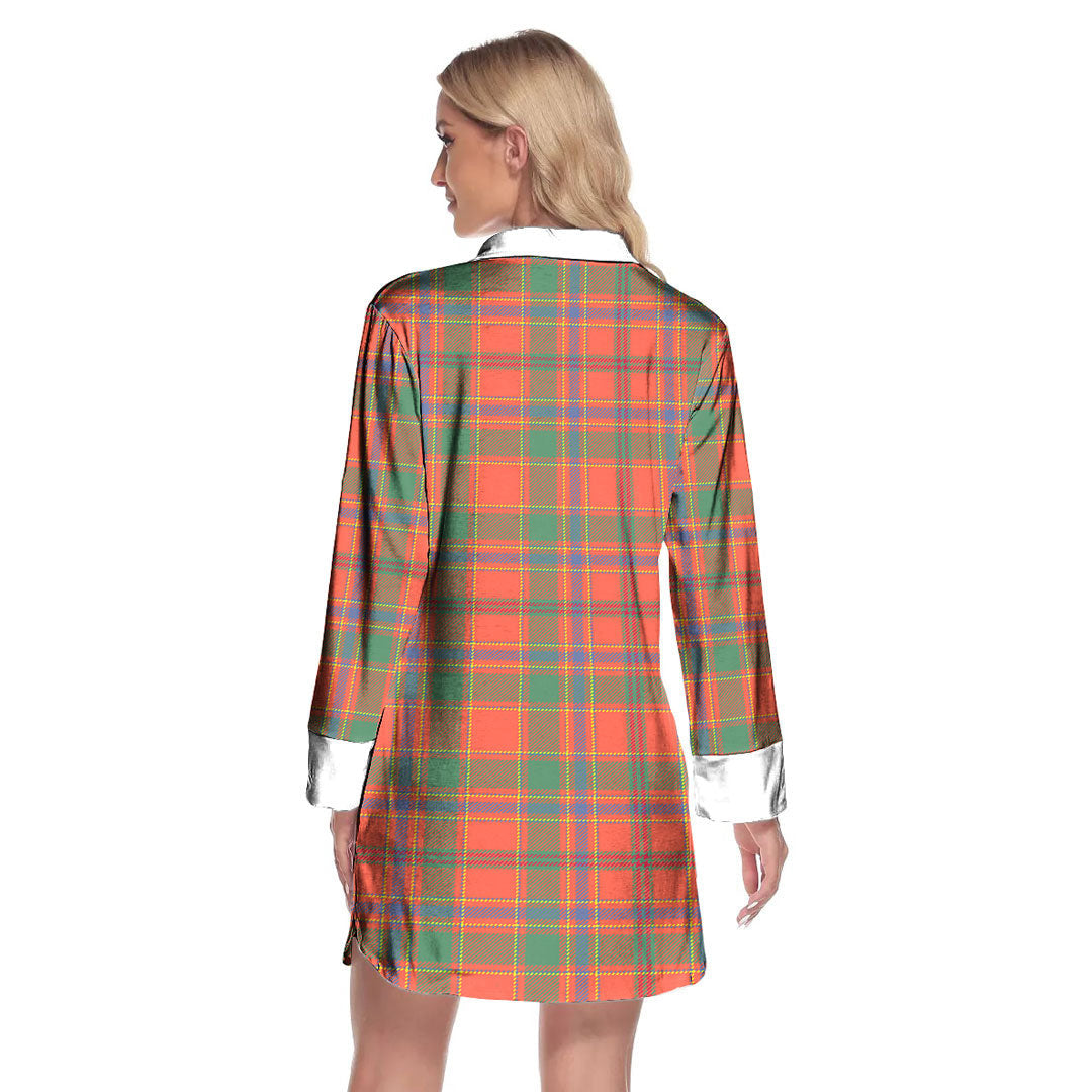 Munro Ancient Tartan Plaid Lapel Shirt Dress Long Sleeve