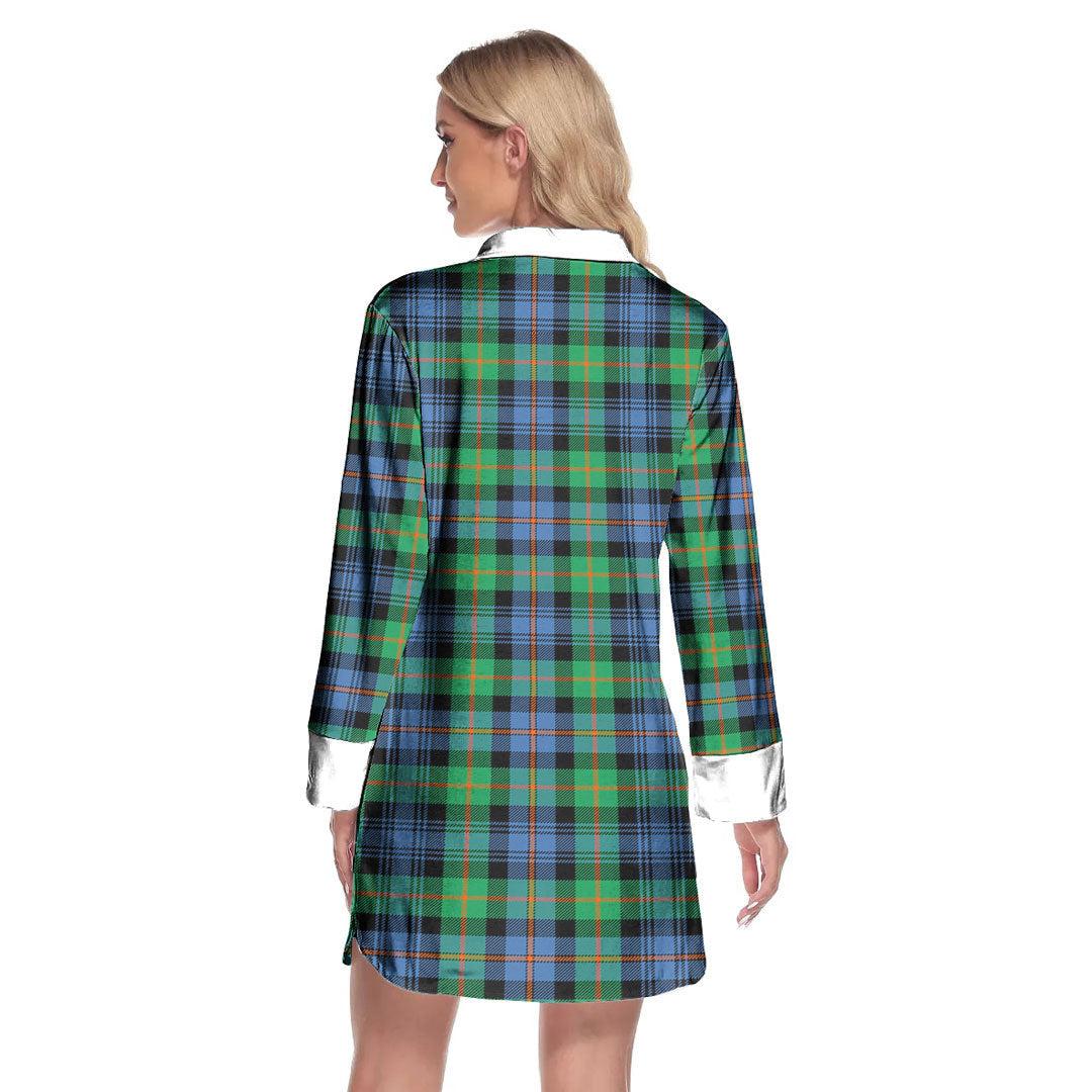 Murray of Atholl Ancient Tartan Plaid Lapel Shirt Dress Long Sleeve