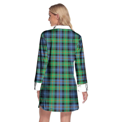 Murray of Atholl Ancient Tartan Plaid Lapel Shirt Dress Long Sleeve