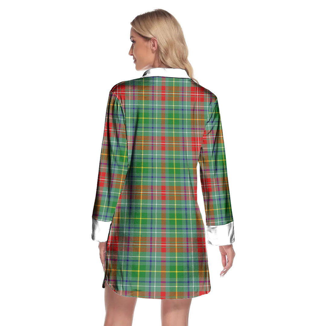 Muirhead Tartan Plaid Lapel Shirt Dress Long Sleeve