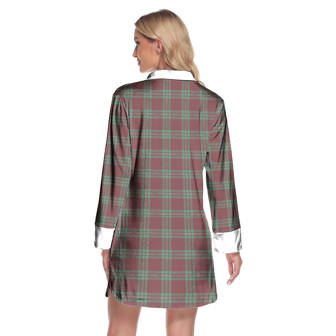 MacGregor Hunting Ancient Tartan Plaid Lapel Shirt Dress Long Sleeve