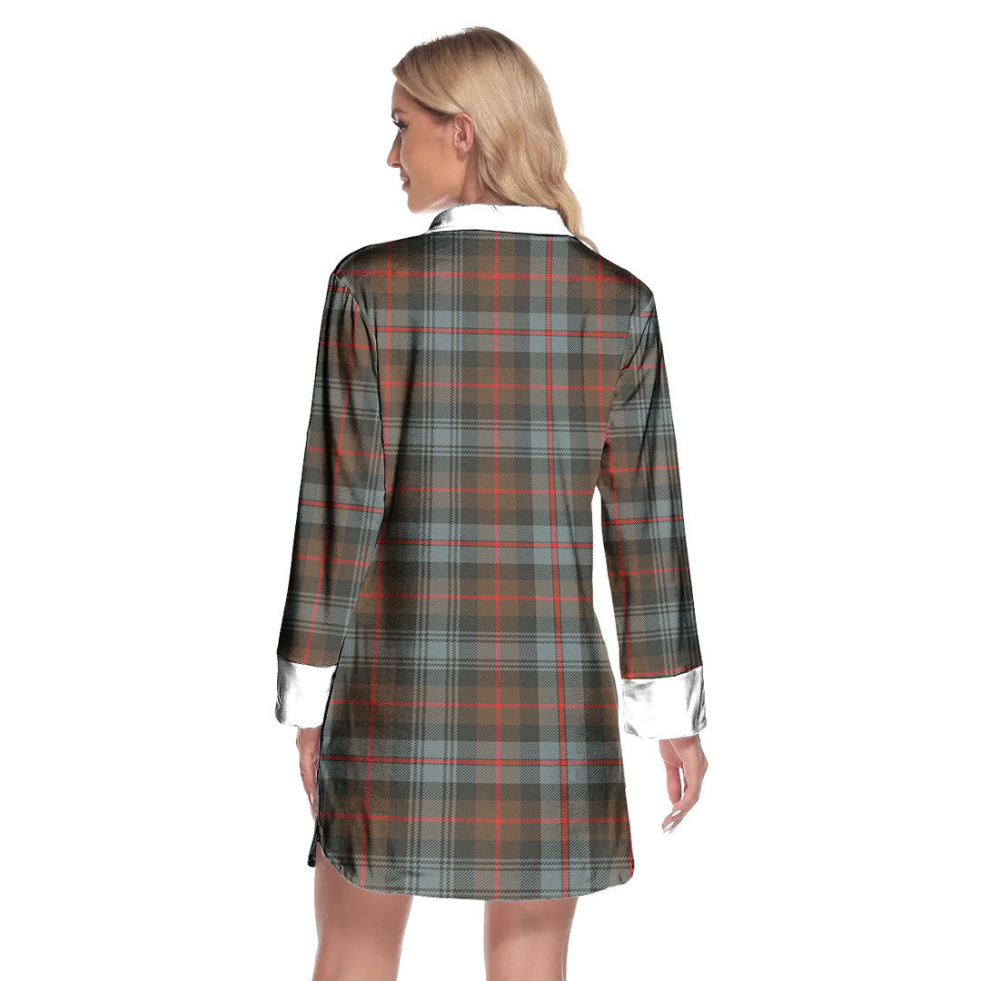 Murray of Atholl Weathered Tartan Plaid Lapel Shirt Dress Long Sleeve