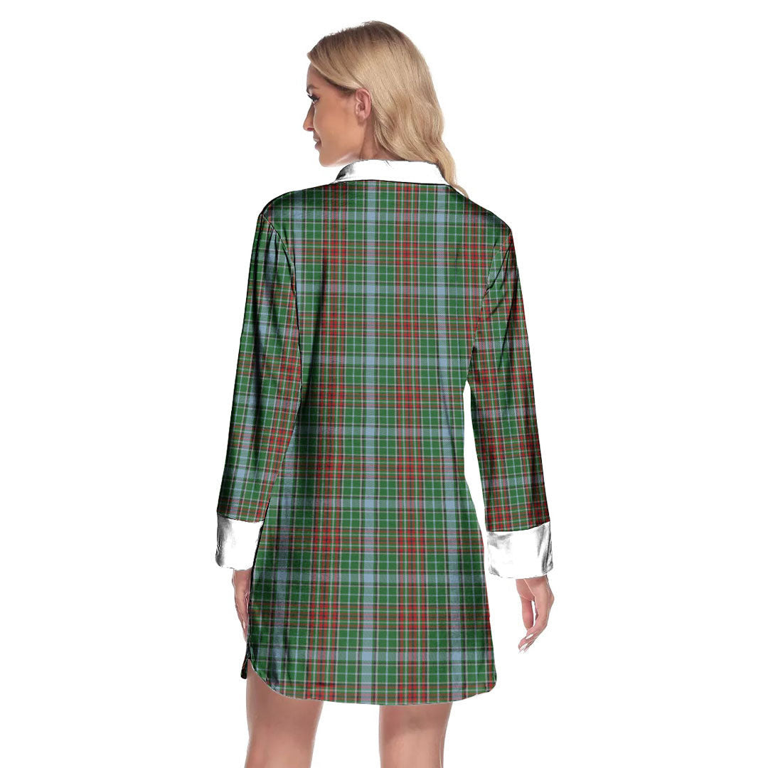 Gayre Tartan Plaid Lapel Shirt Dress Long Sleeve