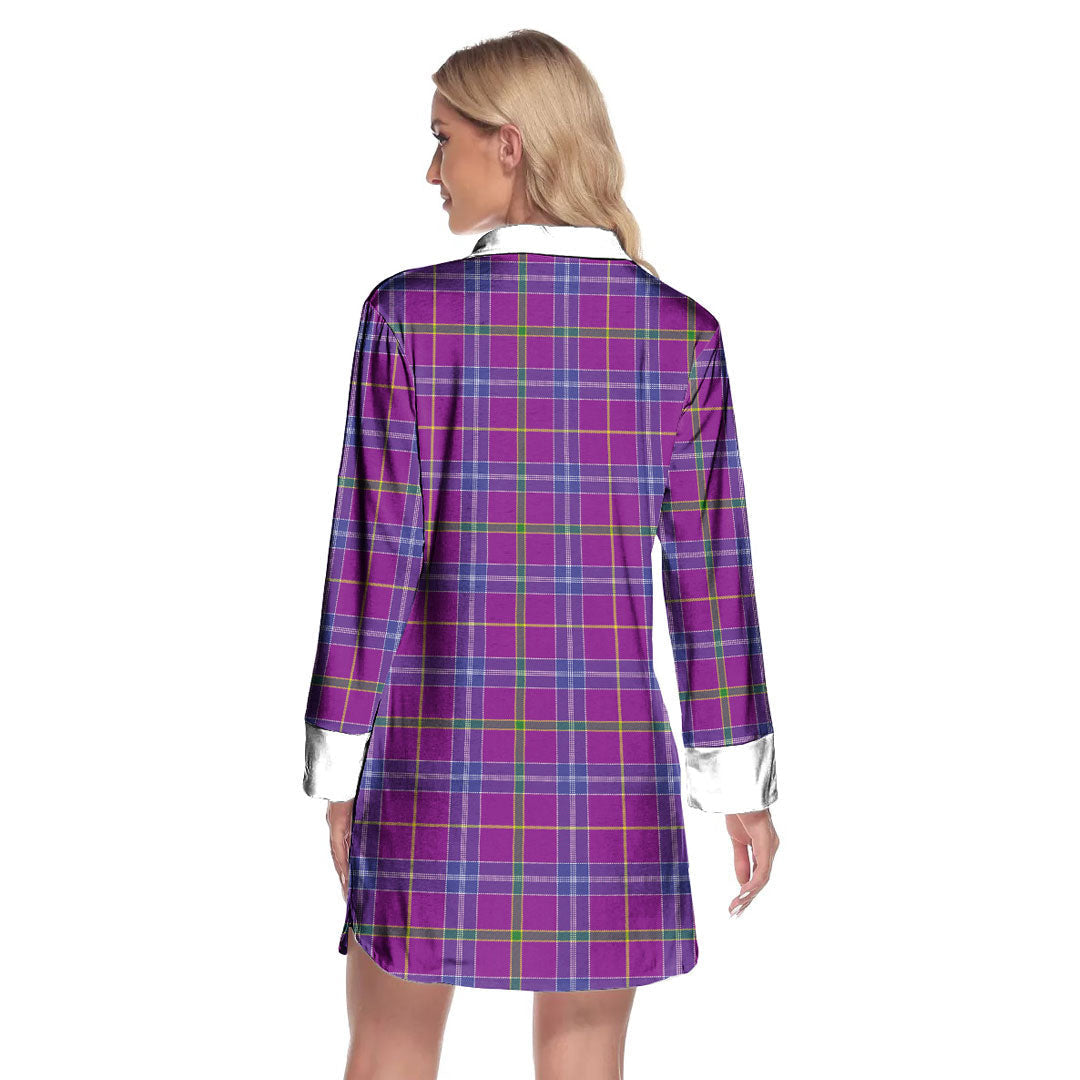 Jackson Tartan Plaid Lapel Shirt Dress Long Sleeve