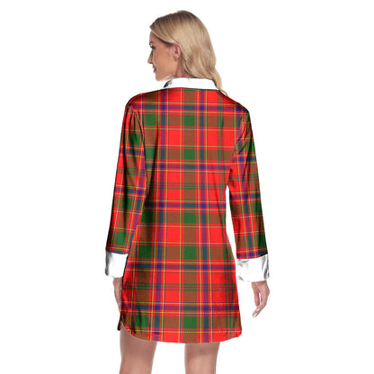 Munro Modern Tartan Plaid Lapel Shirt Dress Long Sleeve