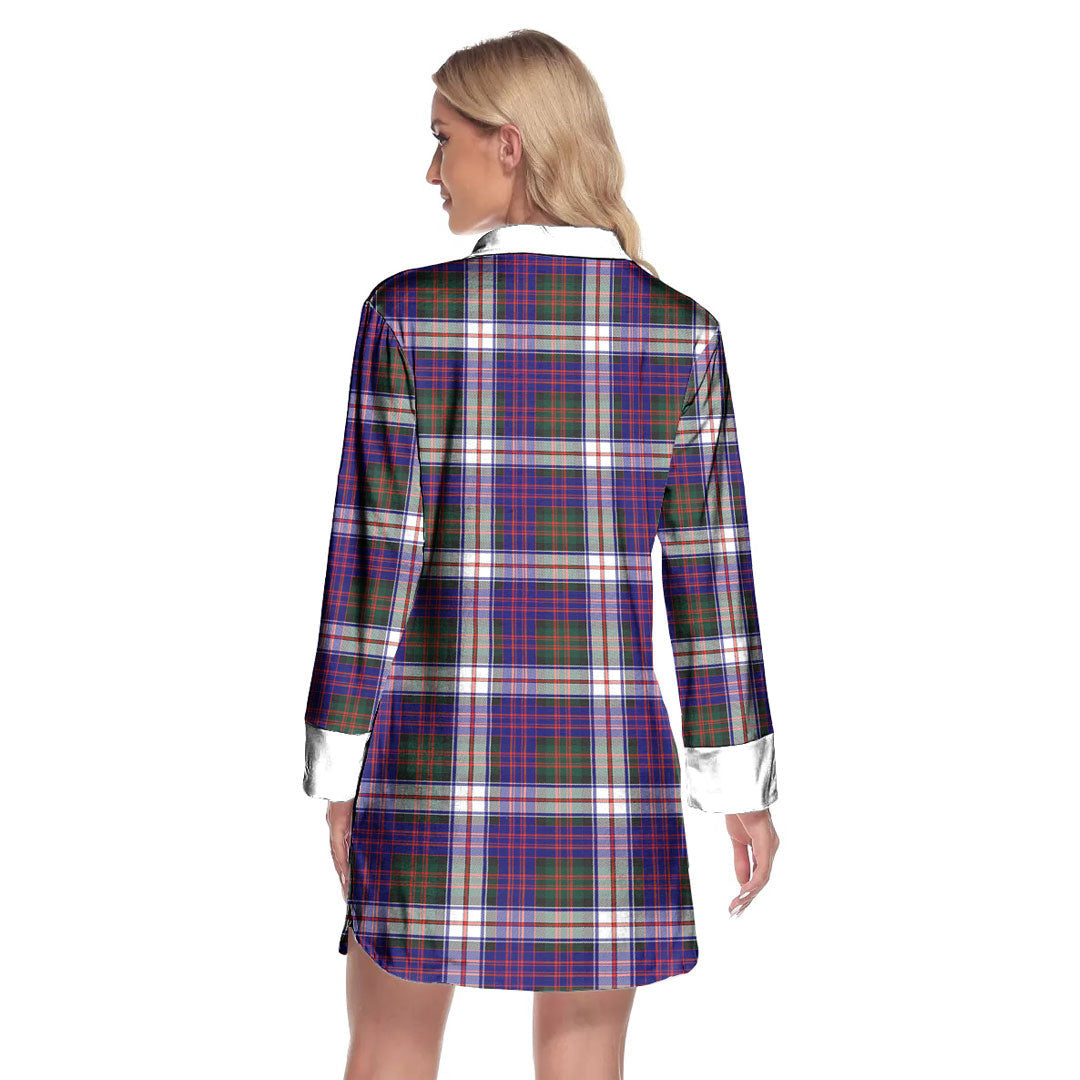 MacDonald Dress Modern Tartan Plaid Lapel Shirt Dress Long Sleeve