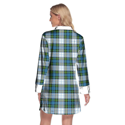 Campbell Dress Tartan Plaid Lapel Shirt Dress Long Sleeve