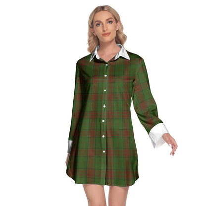 Maxwell Hunting Tartan Plaid Lapel Shirt Dress Long Sleeve