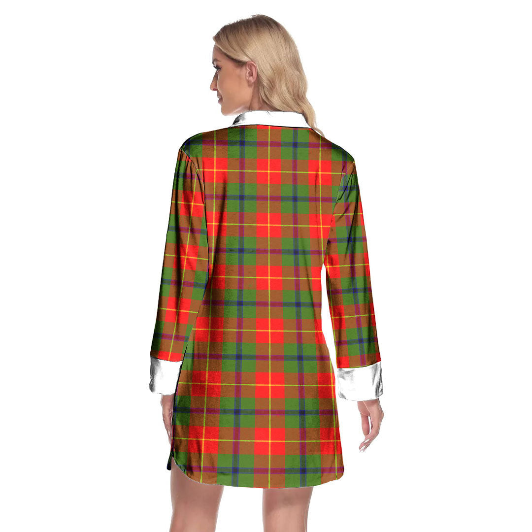 Turnbull Dress Tartan Plaid Lapel Shirt Dress Long Sleeve