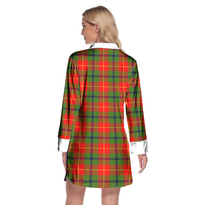 Turnbull Dress Tartan Plaid Lapel Shirt Dress Long Sleeve