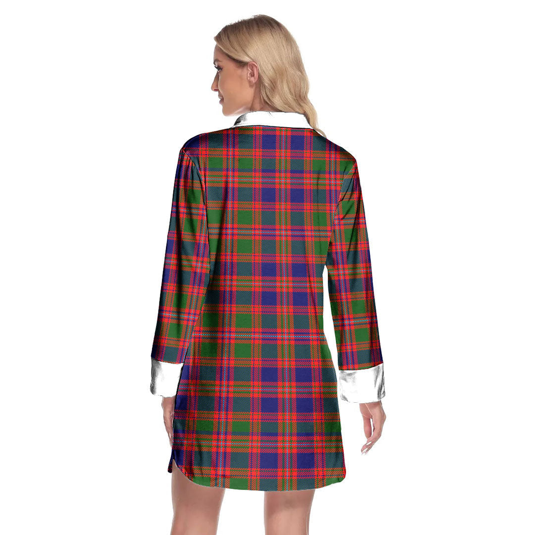 MacIntyre Modern Tartan Plaid Lapel Shirt Dress Long Sleeve