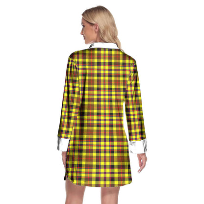 Jardine Tartan Plaid Lapel Shirt Dress Long Sleeve