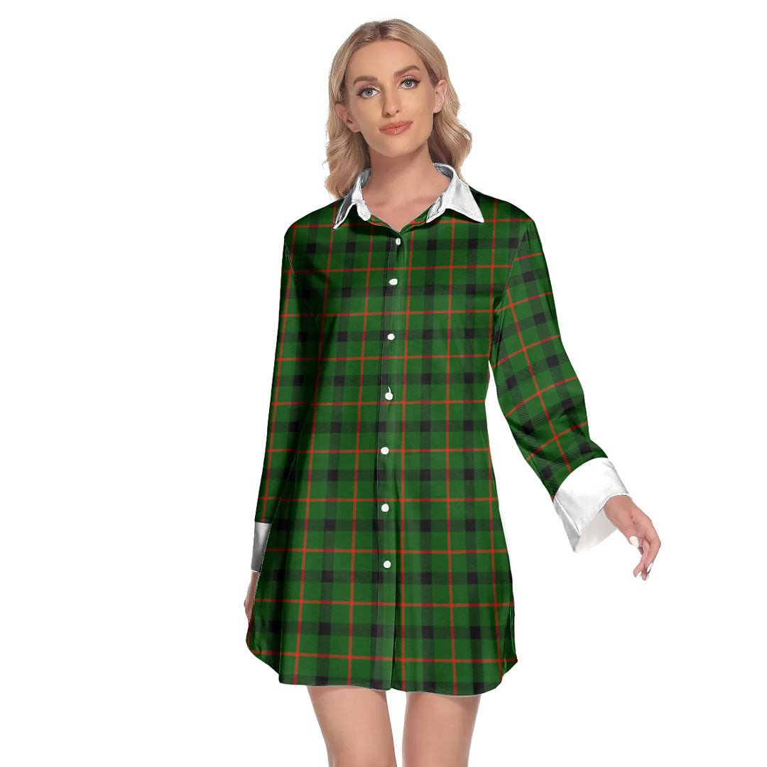 Kincaid Modern Tartan Plaid Lapel Shirt Dress Long Sleeve