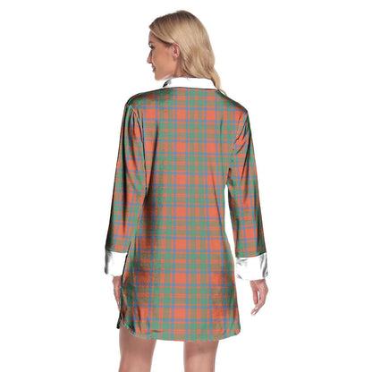 MacKintosh Ancient Tartan Plaid Lapel Shirt Dress Long Sleeve