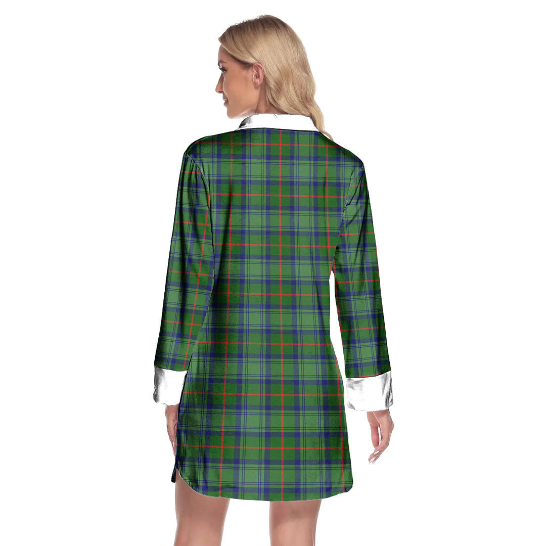 Cranstoun Tartan Plaid Lapel Shirt Dress Long Sleeve