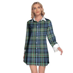 MacKinlay Ancient Tartan Plaid Lapel Shirt Dress Long Sleeve