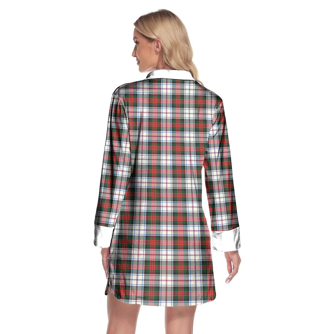 MacDuff Dress Modern Tartan Plaid Lapel Shirt Dress Long Sleeve