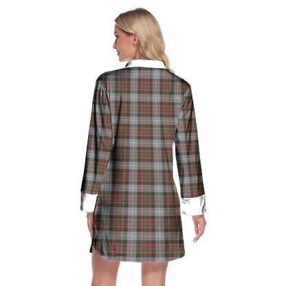 MacRae Hunting Weathered Tartan Plaid Lapel Shirt Dress Long Sleeve