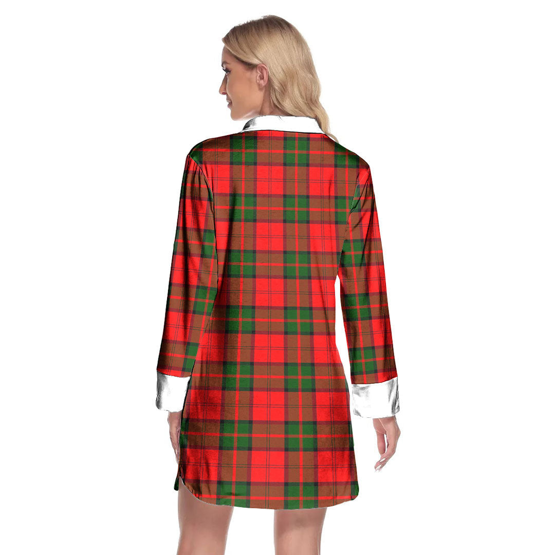 Dunbar Modern Tartan Plaid Lapel Shirt Dress Long Sleeve