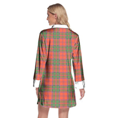 Grant Ancient Tartan Plaid Lapel Shirt Dress Long Sleeve