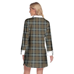 Graham of Menteith Weathered Tartan Plaid Lapel Shirt Dress Long Sleeve