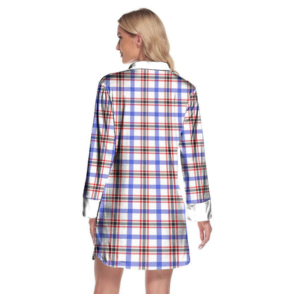 Boswell Modern Tartan Plaid Lapel Shirt Dress Long Sleeve