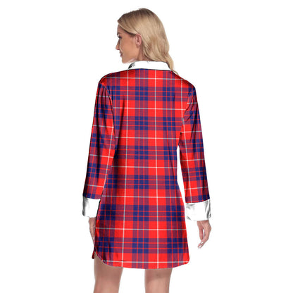 Hamilton Modern Tartan Plaid Lapel Shirt Dress Long Sleeve