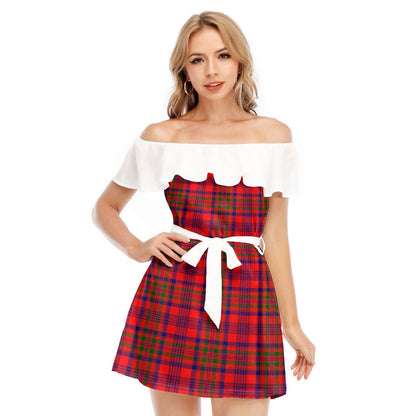 Murray of Tulloch Modern Tartan Plaid Off-shoulder Dress With Ruffle