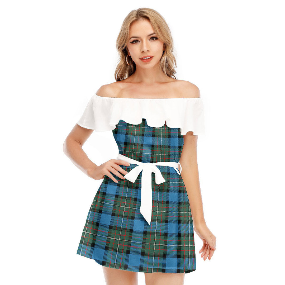 Fergusson Ancient Tartan Plaid Off-shoulder Dress With Ruffle