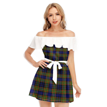 Clelland Modern Tartan Plaid Off-shoulder Dress With Ruffle