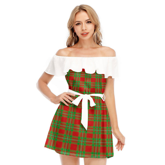 MacGregor Modern Tartan Plaid Off-shoulder Dress With Ruffle