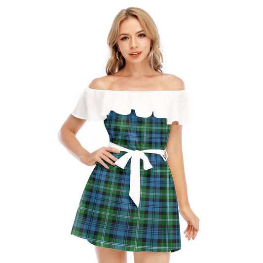 Lyon Clan Tartan Plaid Off-shoulder Dress With Ruffle