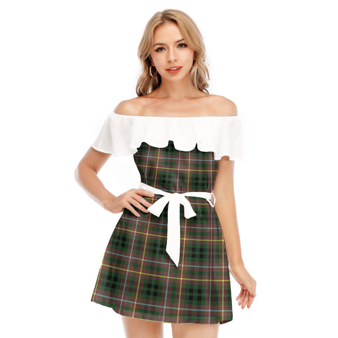 Buchanan Hunting Tartan Plaid Off-shoulder Dress With Ruffle